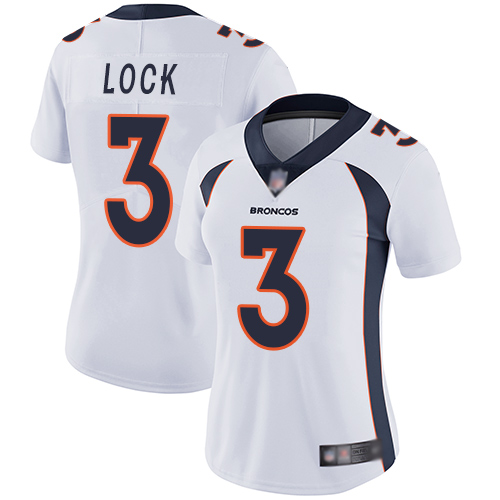 Denver Broncos Limited Women White Drew Lock Road Jersey #3 Vapor Untouchable NFL Football
